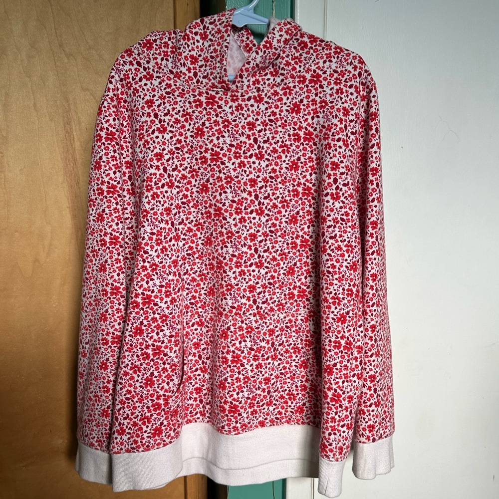 Cat & Jack red floral hooded sweatshirt size L (10-12)
